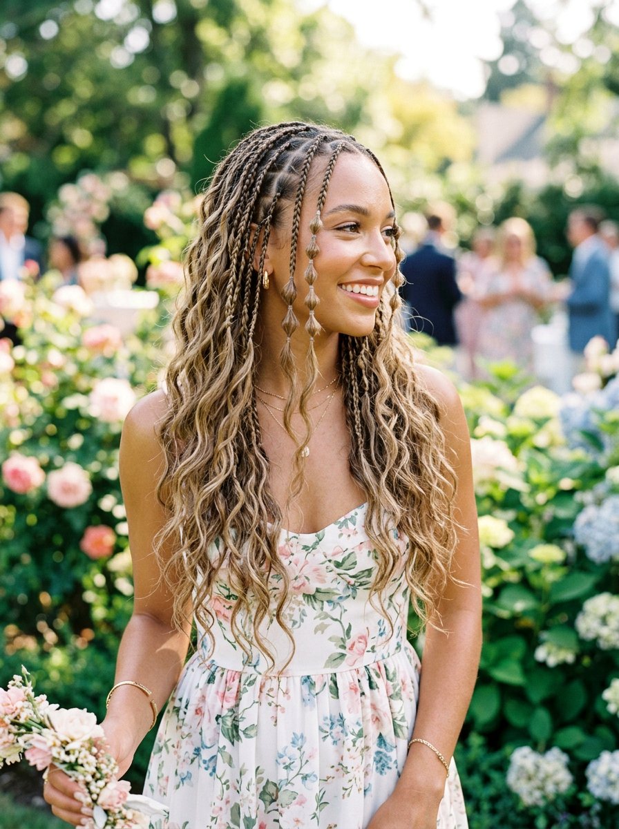 Micro Bubble Braids With Loose Waves - 20 party hairstyle with bubble braids - 20 party hairstyle with bubble braids