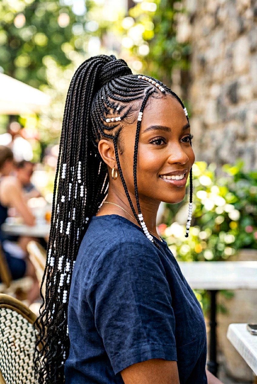 Micro Fulani Braids Ponytail With Beads - 20 fulani braids ponytail with beads - 20 fulani braids ponytail with beads