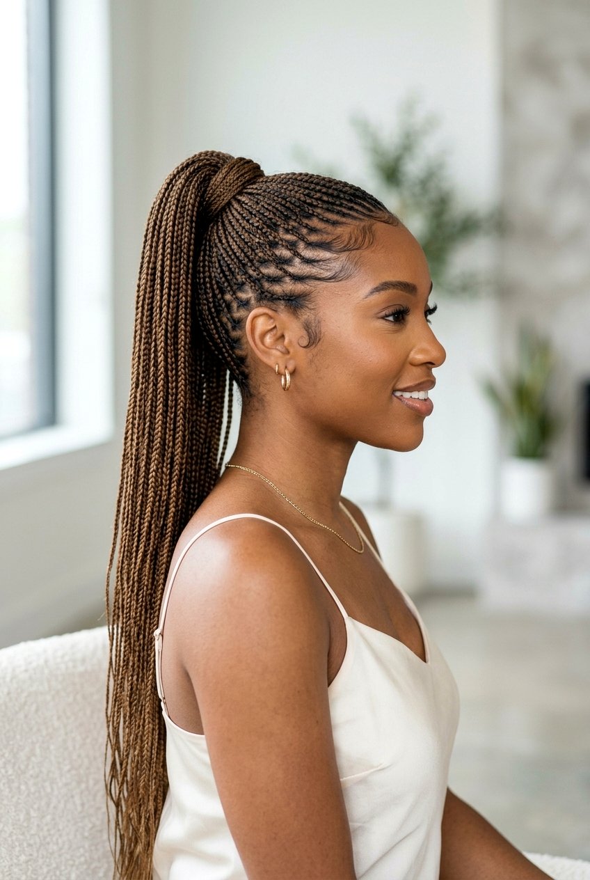 Micro Lemonade Braids Ponytail - 20 lemonade braids into ponytail - 20 lemonade braids into ponytail