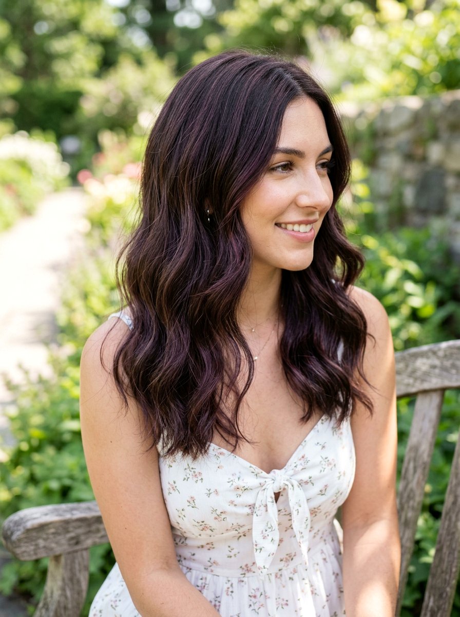 Micro Plum Burgundy Babylights On Brunette - 20 plum burgundy highlights on dark hair - 20 plum burgundy highlights on dark hair