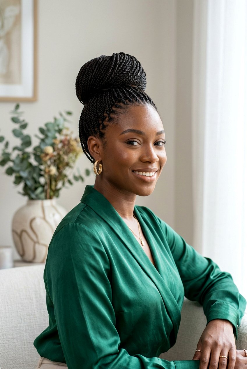 Micro Senegalese Twist Bun - 20 senegalese twists bun for women - 20 senegalese twists bun for women