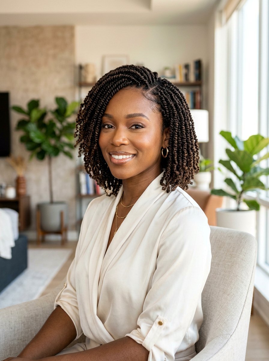 Micro Spring Twist Bob - 20 spring twists bob hairstyle - 20 spring twists bob hairstyle