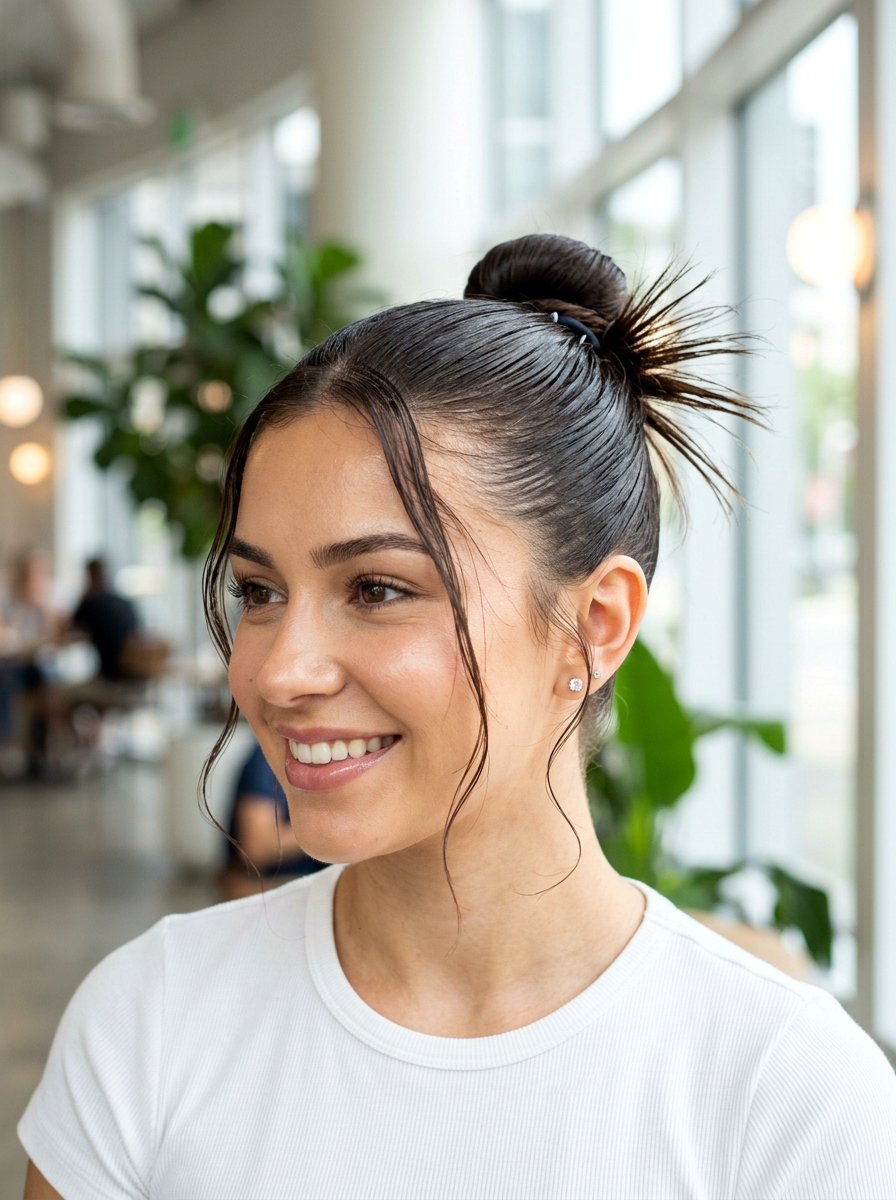 Micro Tendrils Spiky Bun - 20 y2k spiky bun hairstyle - 20 y2k spiky bun hairstyle