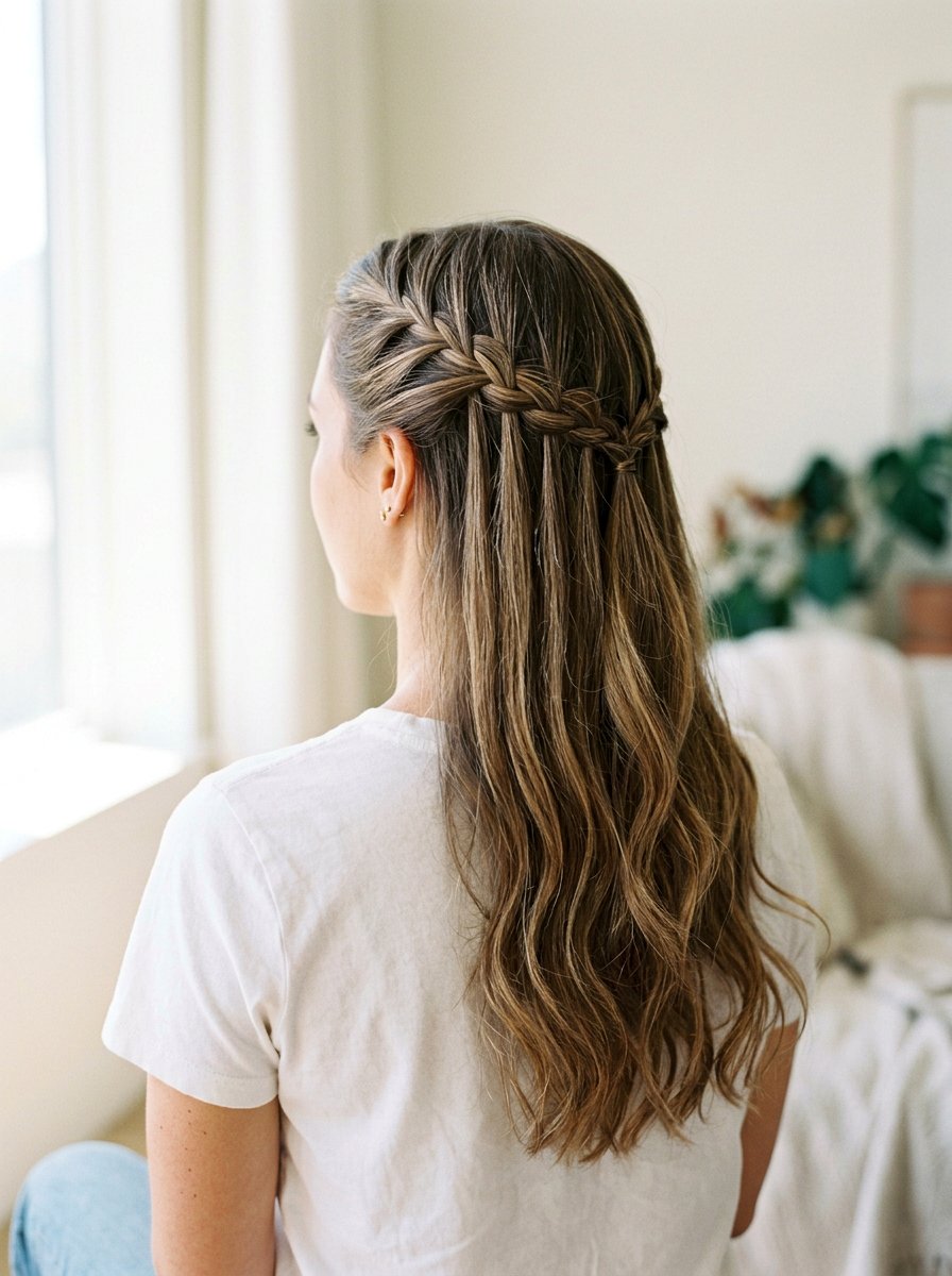 Micro Waterfall Braid Half Up - 20 waterfall braid half up hairstyle - 20 waterfall braid half up hairstyle