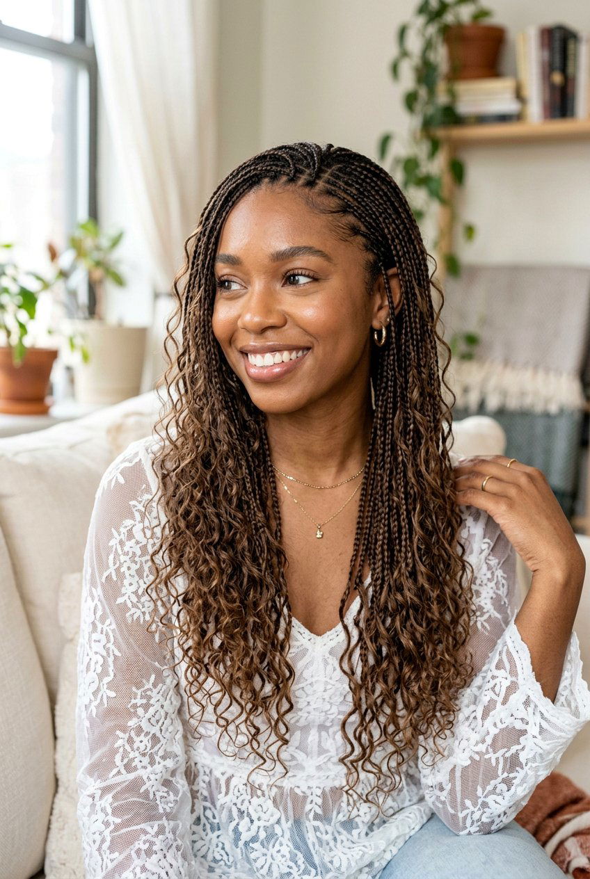 Micro boho box braids with curls - 20 boho box braids with curls - 20 boho box braids with curls