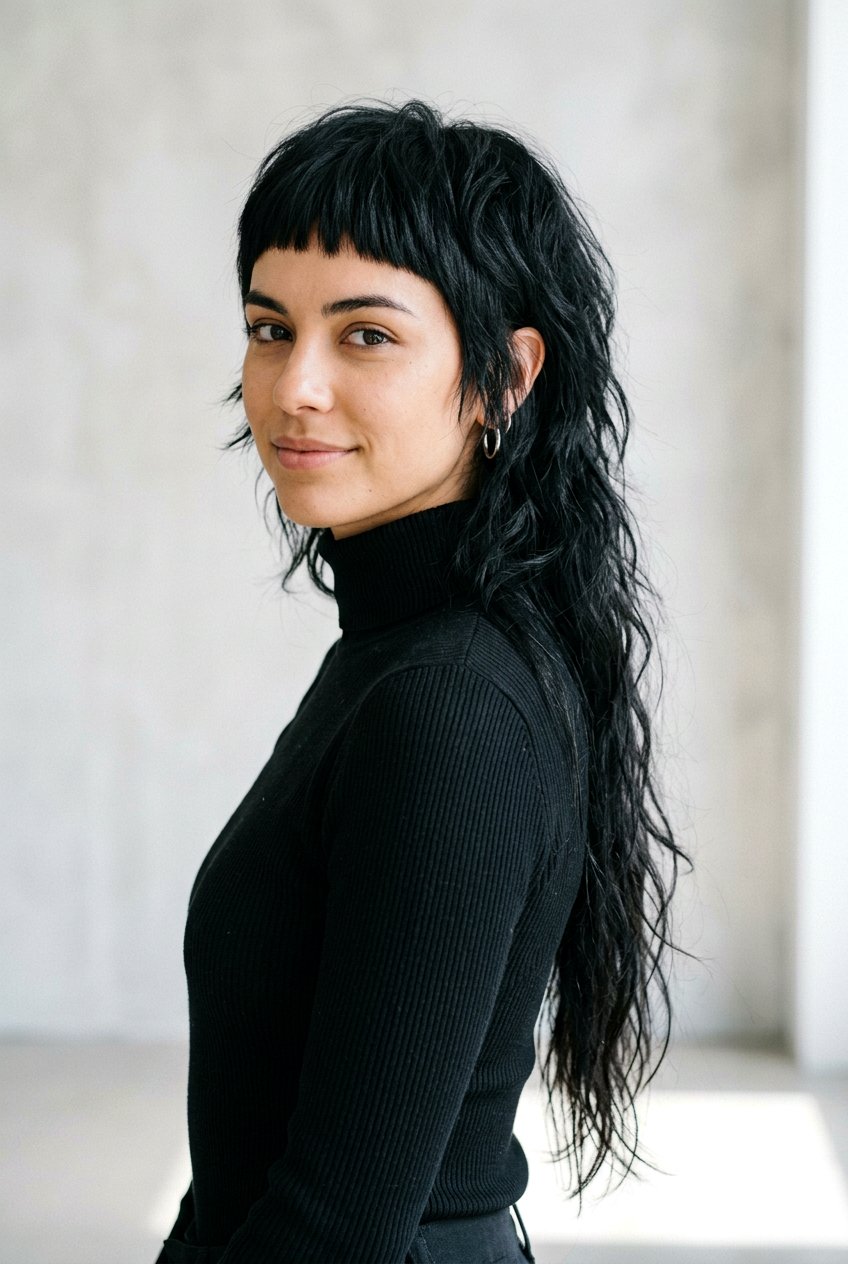 Micro fringe mullet - 20 modern mullet haircut - 20 modern mullet haircut