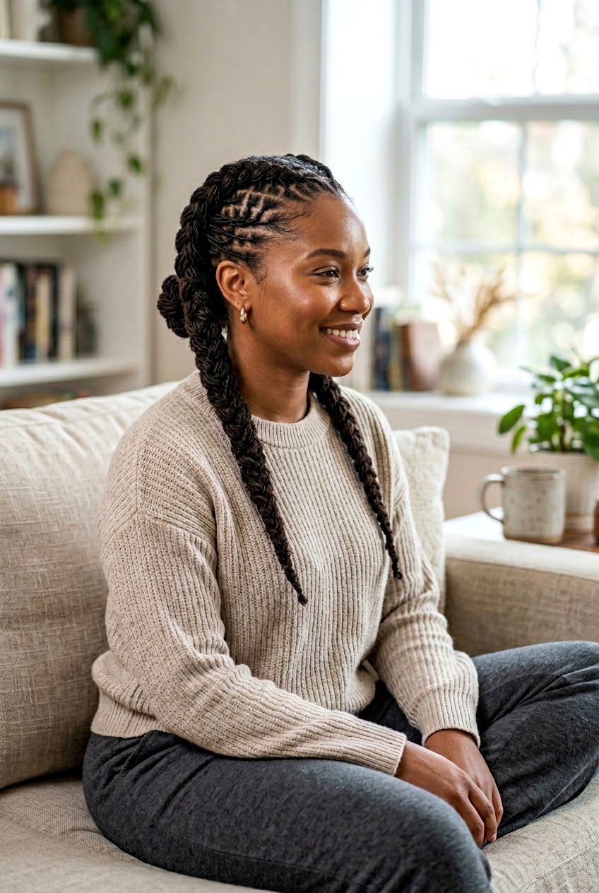 Microlocs French Braids - 20 microlocs hairstyle ideas - 20 microlocs hairstyle ideas