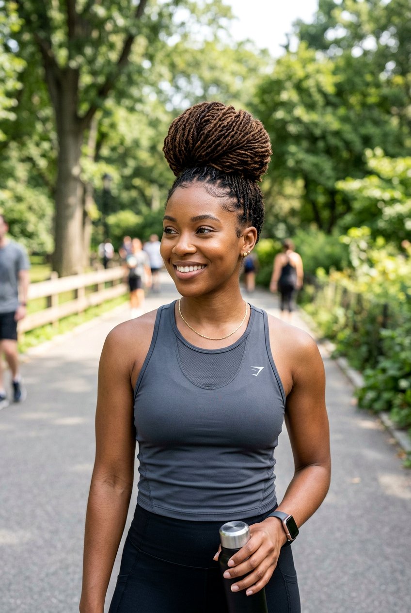 Microlocs Top Knot - 20 microlocs hairstyle ideas - 20 microlocs hairstyle ideas