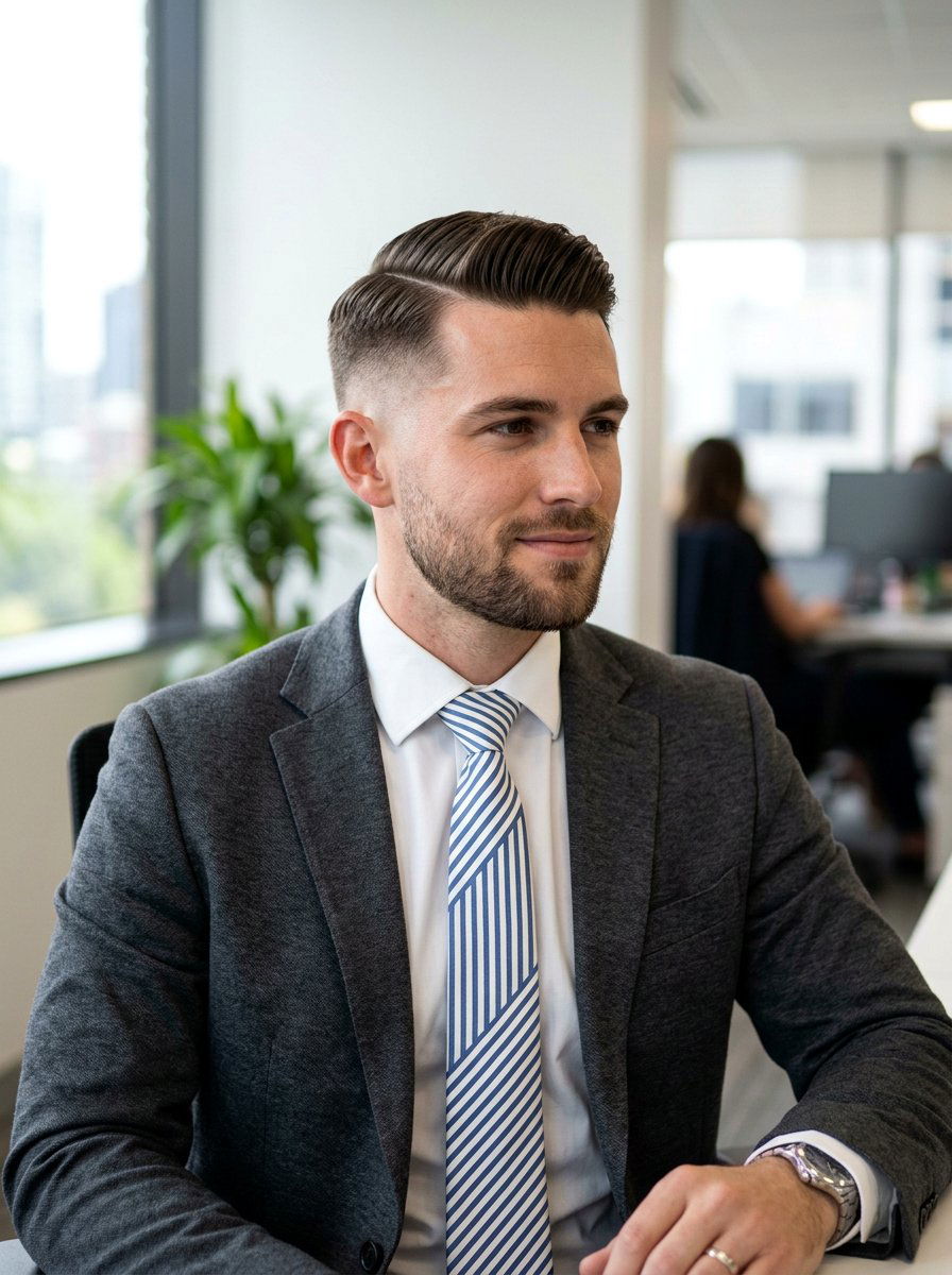 Mid Fade Side Part Haircut - 20 side part for professional men - 20 side part for professional men