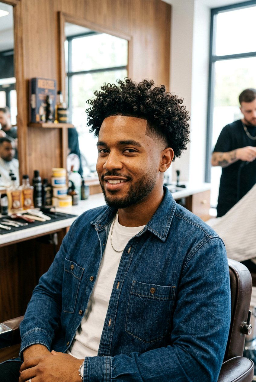 Mid Fade with Curls - 20 mens haircut for round chubby face - 20 men’s haircut for round chubby face