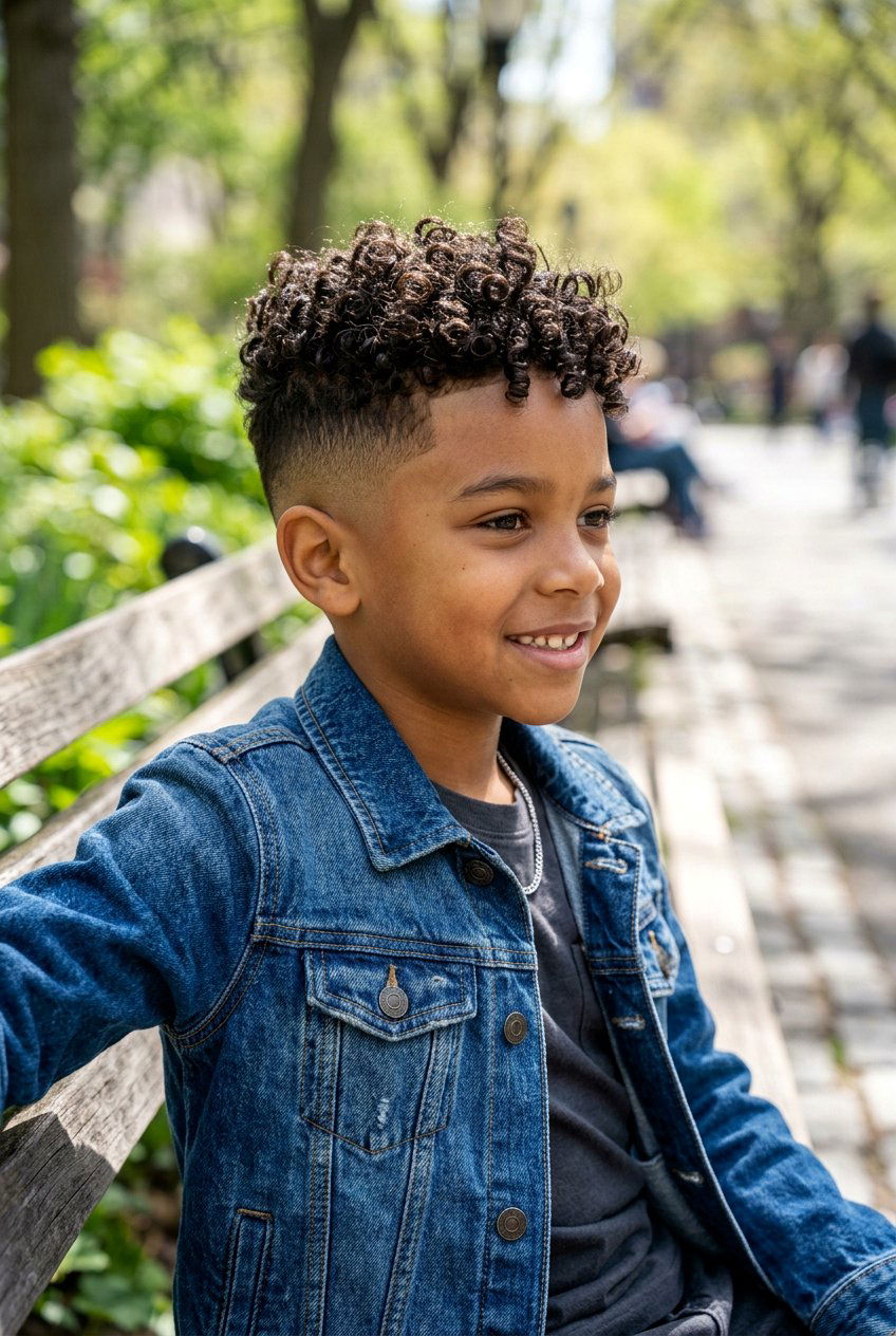Mid Fade with Curly Top - 20 school ready haircut for boys - 20 school ready haircut for boys