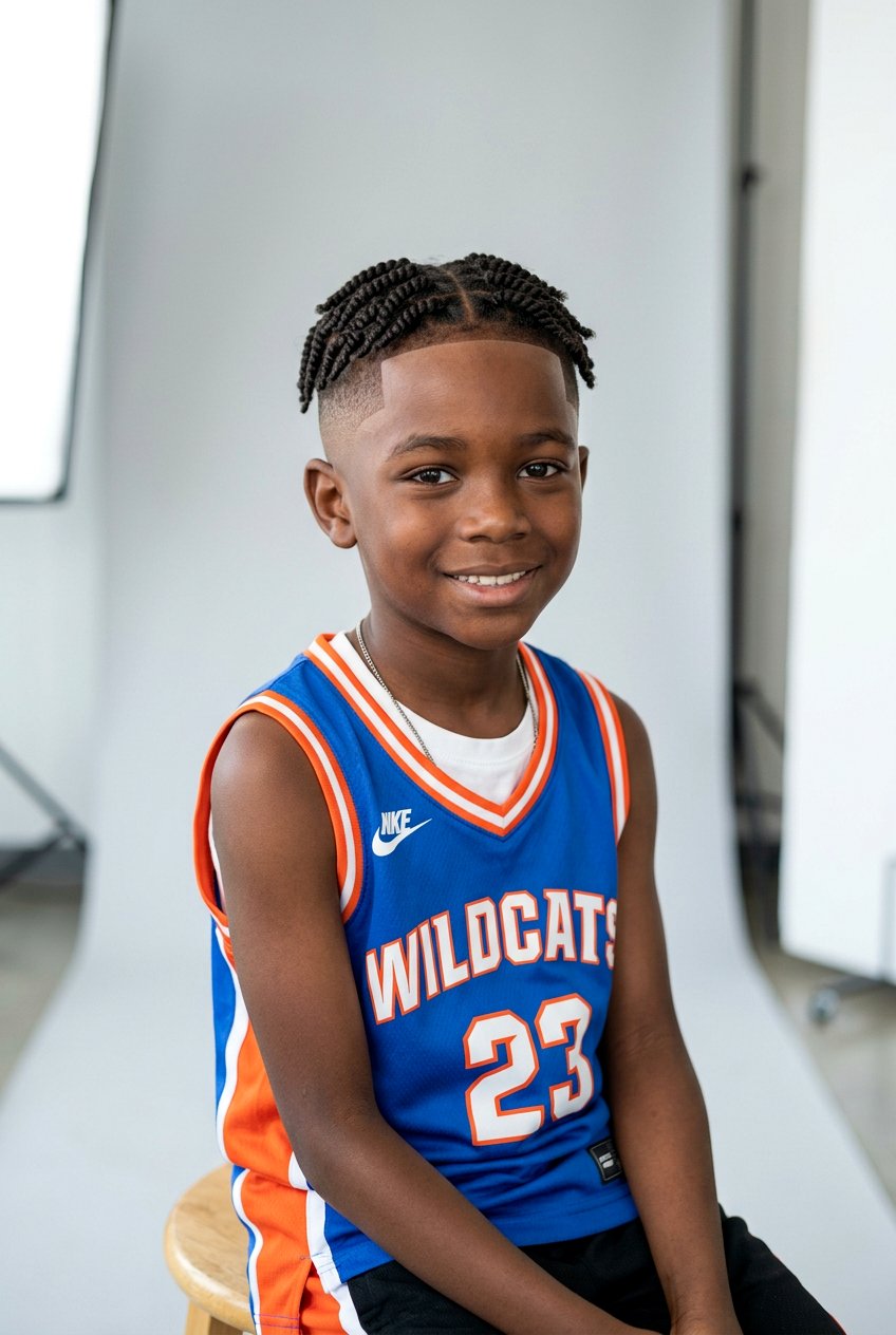 Mid Fade with Short Twists - 20 boys twists with curly top - 20 boys twists with curly top