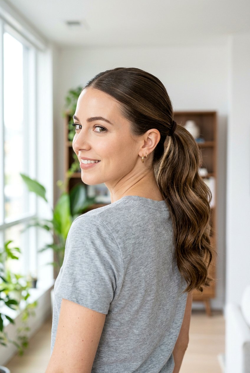 Mid Height Ponytail For Everyday Frizz Control - 20 frizz free ponytail hairstyles - 20 frizz free ponytail hairstyles