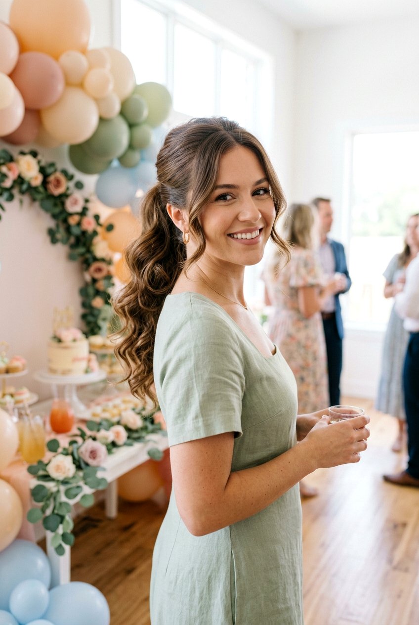 Mid Height Ponytail With Soft Curls - 20 bridal shower ponytail with curls - 20 bridal shower ponytail with curls