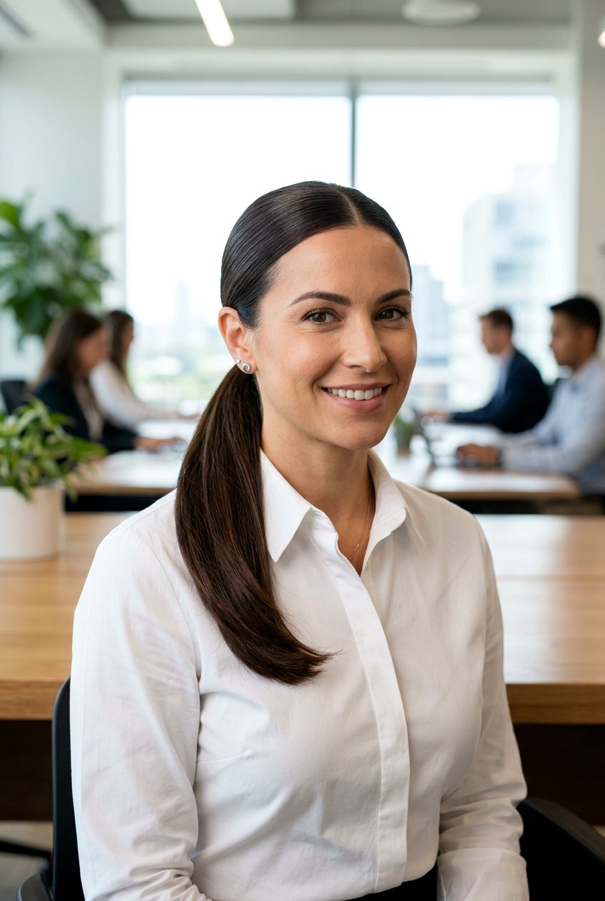 Mid Height Professional Ponytail - 20 interview ponytail hairstyle - 20 interview ponytail hairstyle