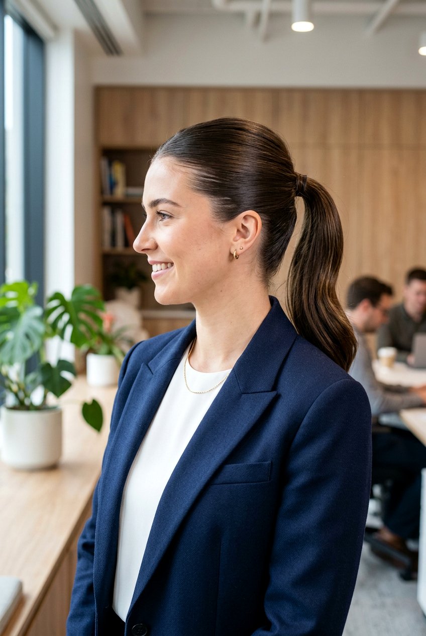 Mid Height Sleek Ponytail - 20 polished old money ponytail - 20 polished old money ponytail