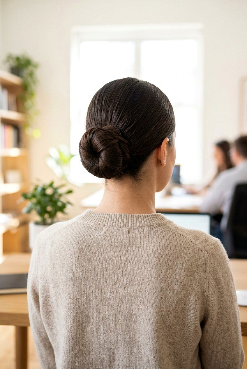 Mid Height Sleek Work Bun - 20 sleek work bun hairstyles - 20 sleek work bun hairstyles