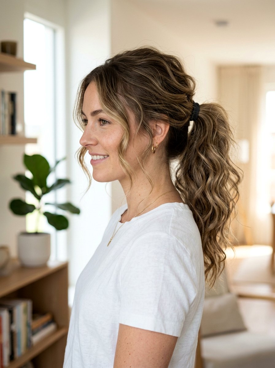 Mid Height Textured Ponytail For Photoshoot - 20 photo shoot ponytail hairstyle - 20 photo shoot ponytail hairstyle