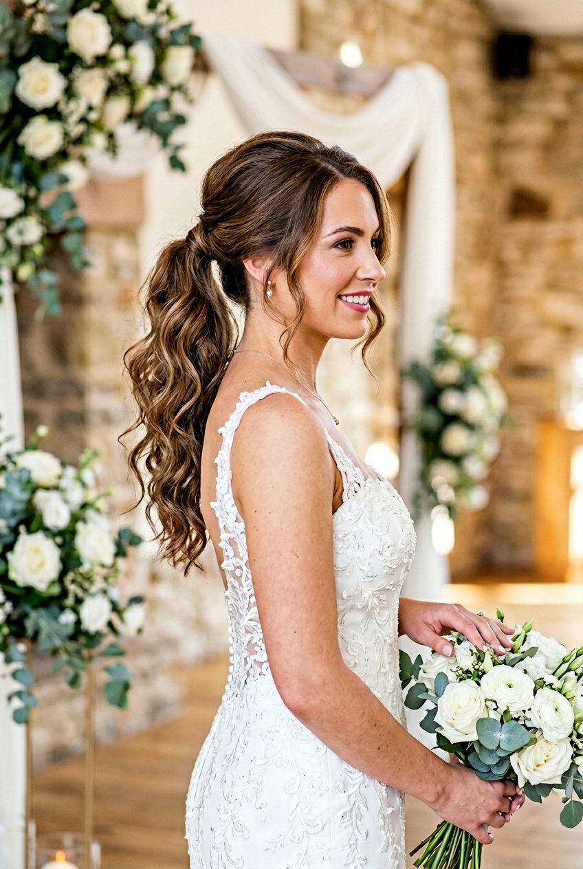 Mid Height Textured Ponytail - 20 bridal hairstyle with textured ponytail - 20 bridal hairstyle with textured ponytail