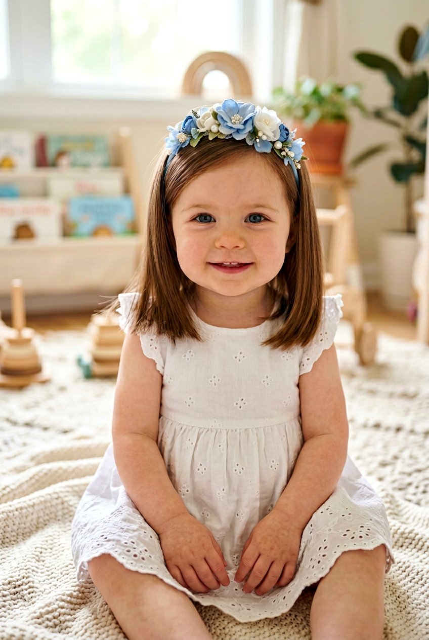 Mid Length Blunt Cut - 20 first haircut ideas for baby girls - 20 first haircut ideas for baby girls