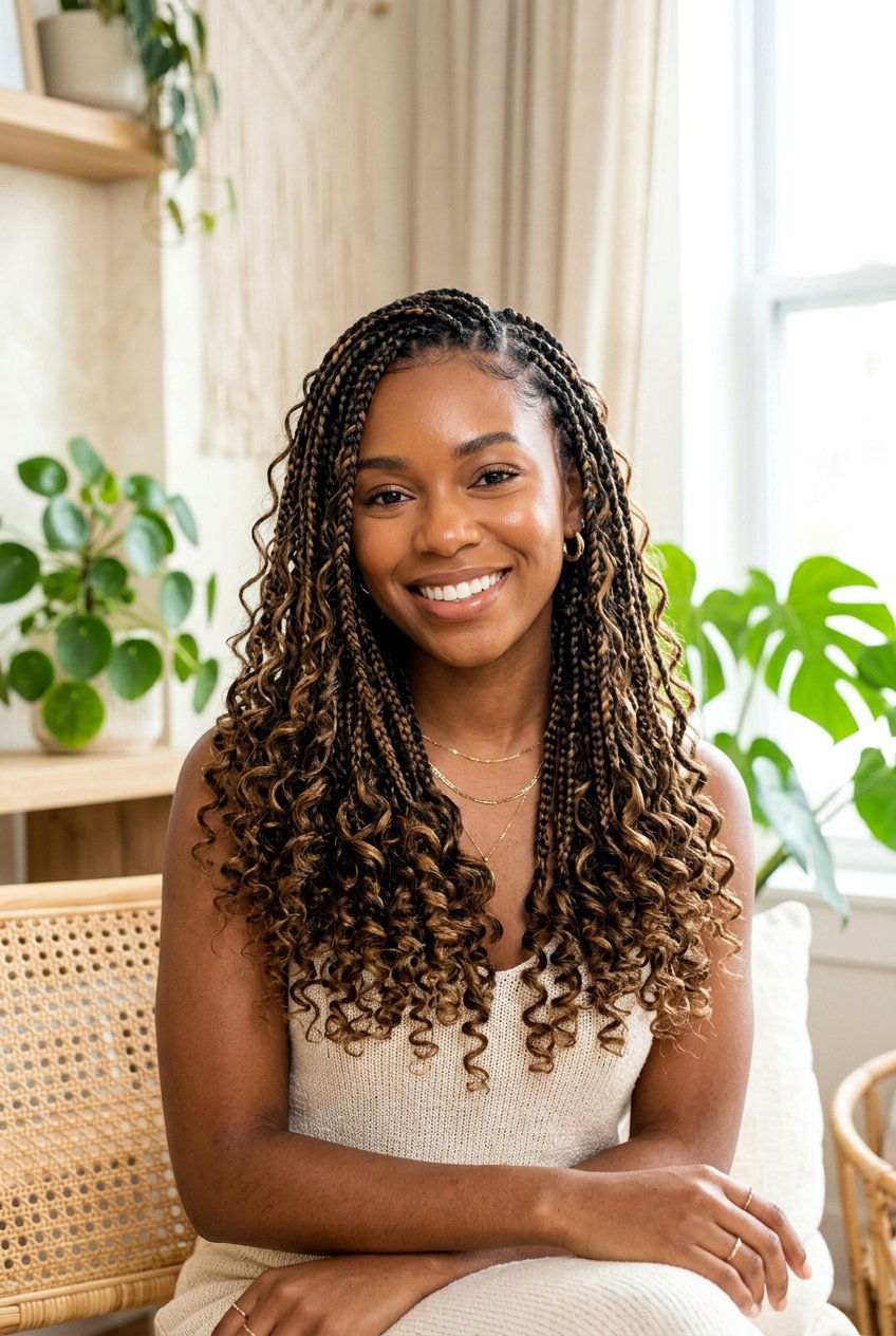 Mid Length Bohemian Box Braids - 20 bohemian box braids - 20 bohemian box braids