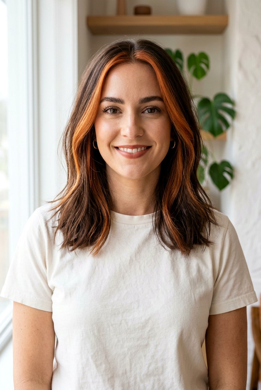 20 Stunning Brunette Hair With Copper Money Piece Looks