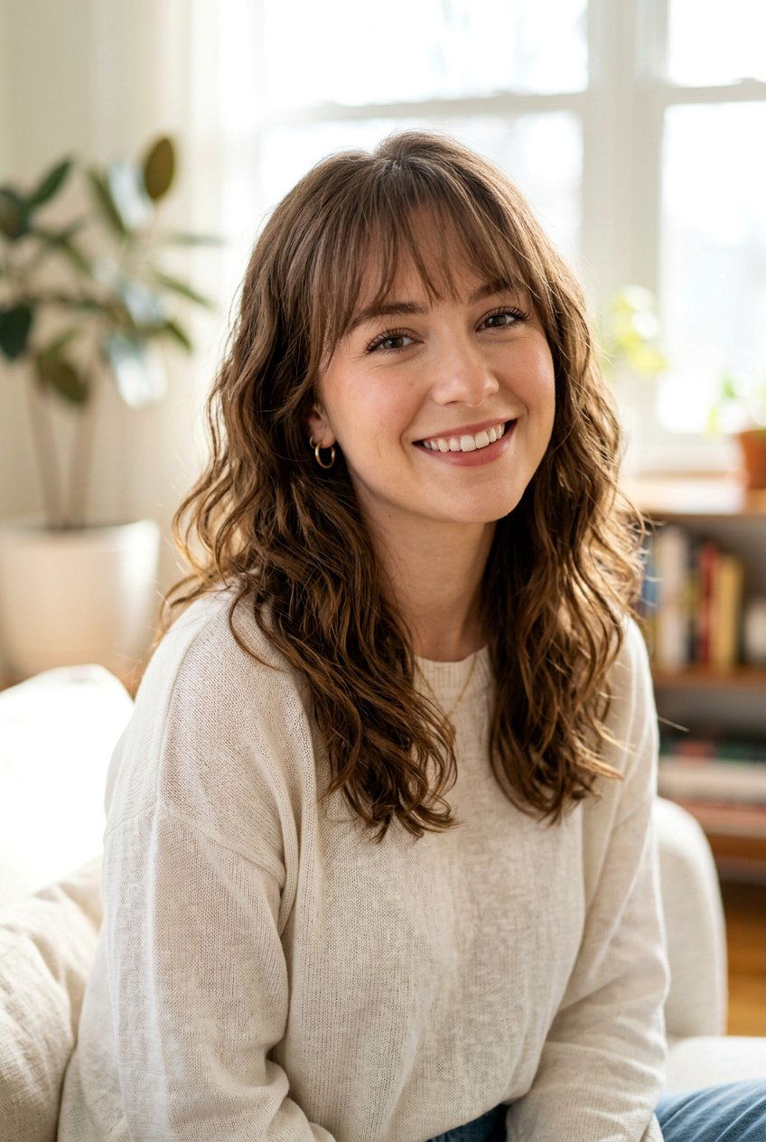 Mid Length Digital Perm With Wispy Bangs - 20 digital perm for medium length hair - 20 digital perm for medium length hair