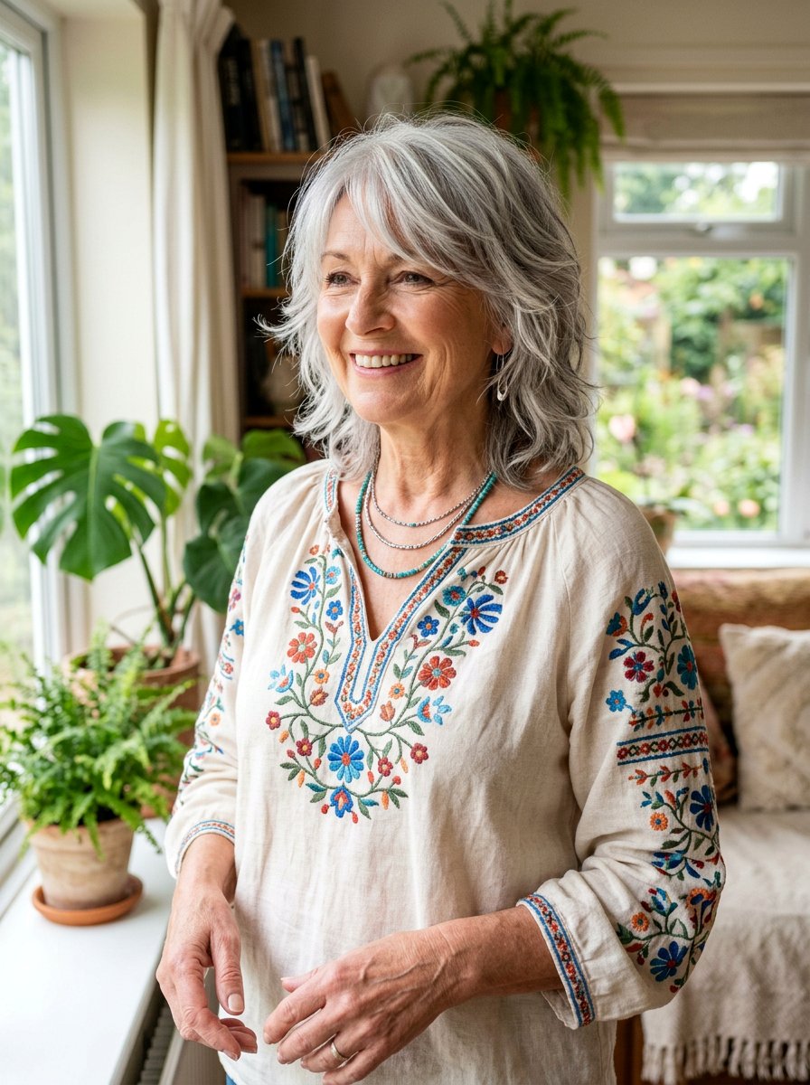 Mid Length Feathered Shag - 20 silver feathered haircut for older women - 20 silver feathered haircut for older women