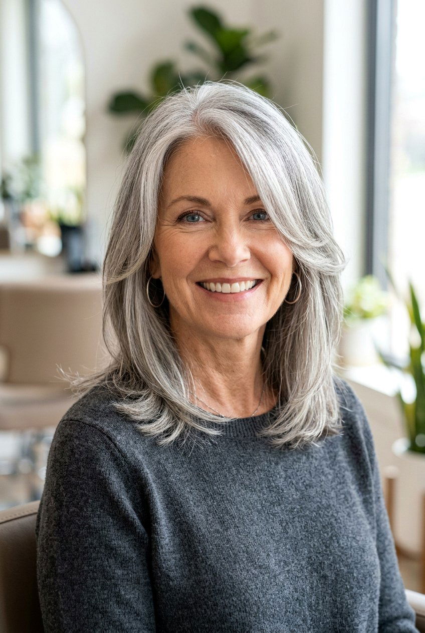 Mid Length Gray Hair - 20 hairstyles for gray hair - 20 hairstyles for gray hair