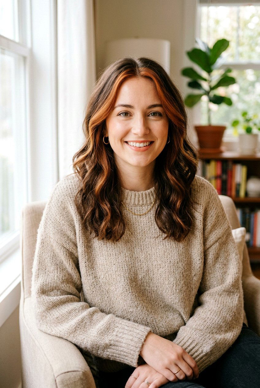 Mid Length Hair With Cinnamon Money Piece - 20 chunky copper front pieces - 20 chunky copper front pieces