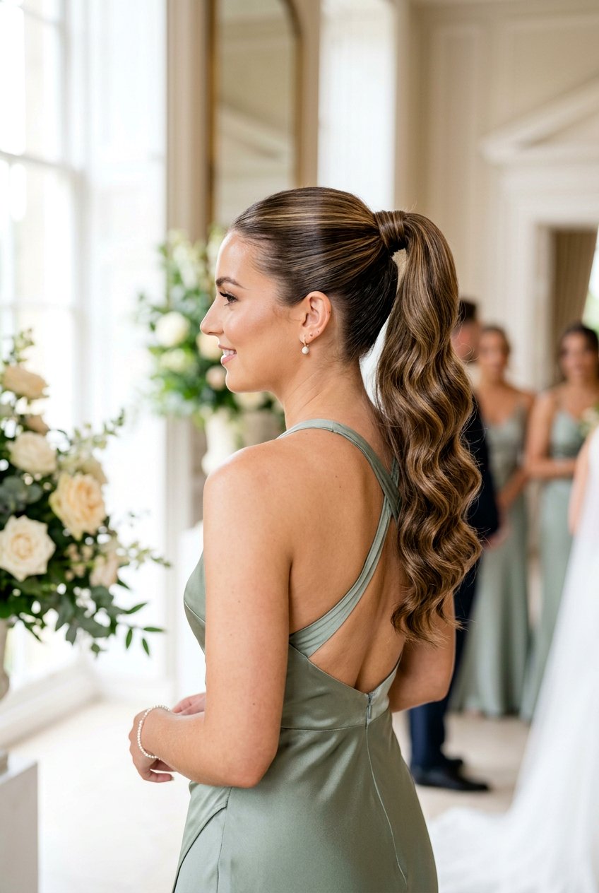 Mid Length Ponytail With Soft Glam Waves - 20 bridesmaid ponytail with waves - 20 bridesmaid ponytail with waves