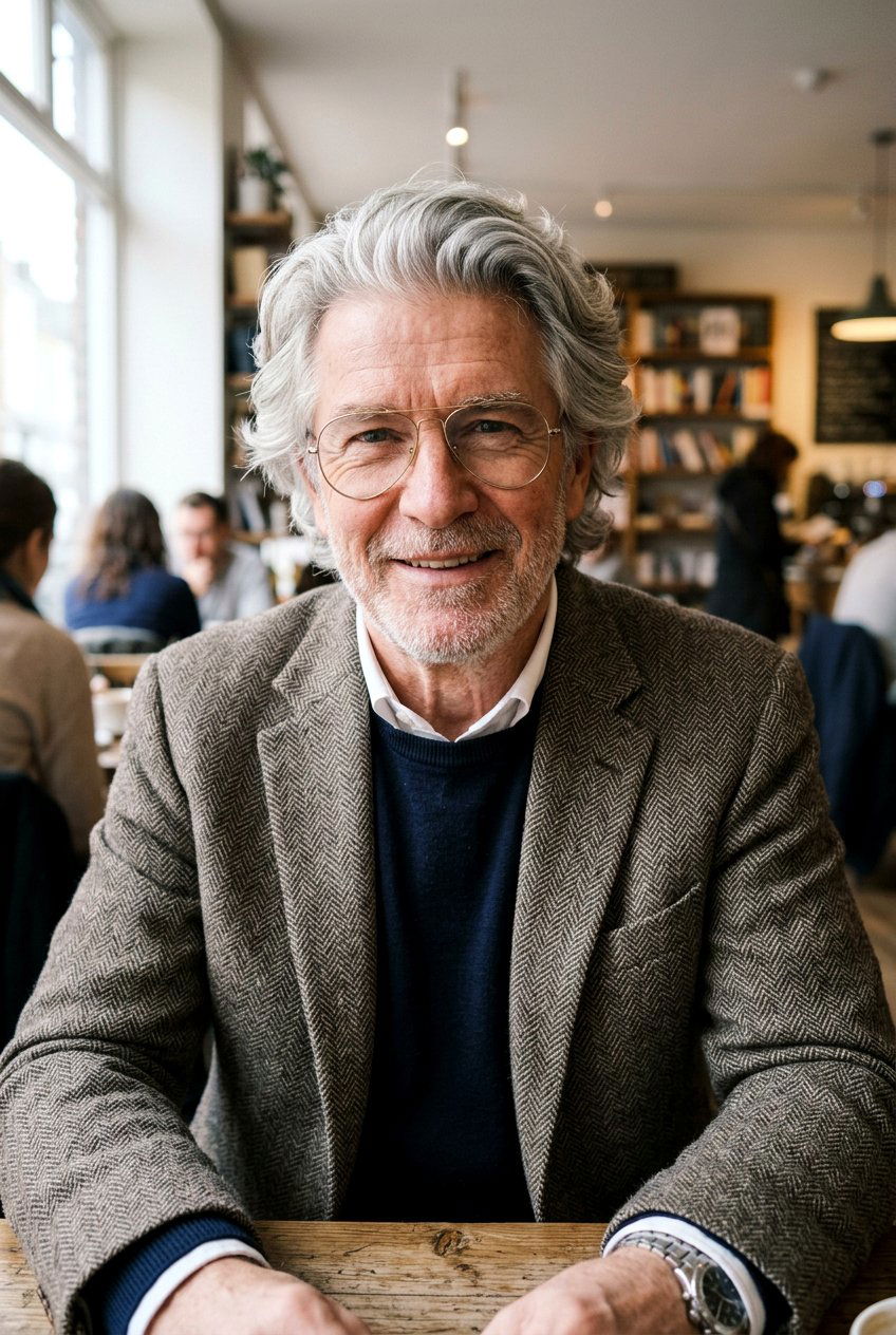 Mid Length Scissor Cut - 20 mens haircut for older men with glasses - 20 men’s haircut for older men with glasses