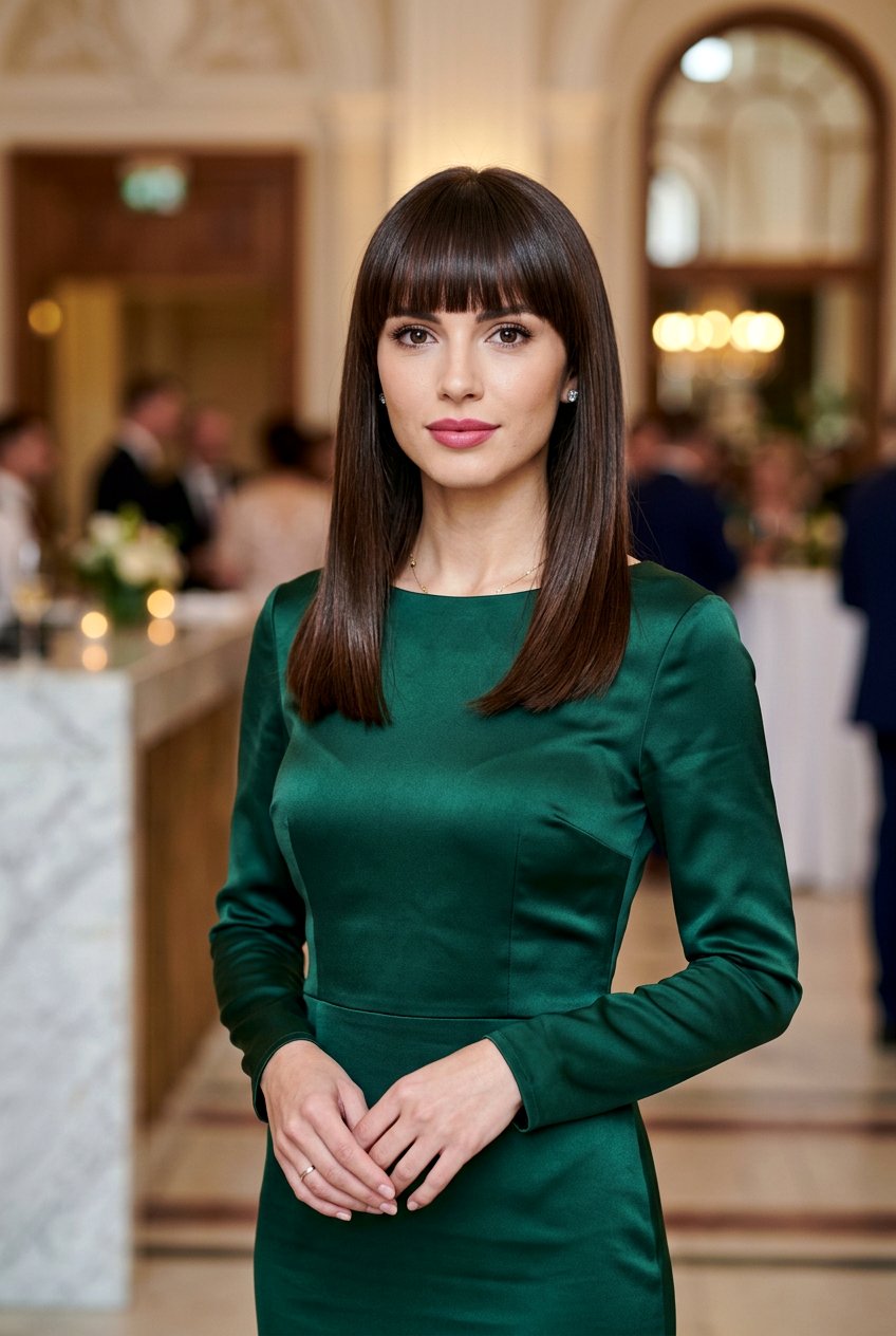 Mid Length Straight Hair With Sleek Blunt Bangs - 20 blunt fringe for medium straight hair - 20 blunt fringe for medium straight hair