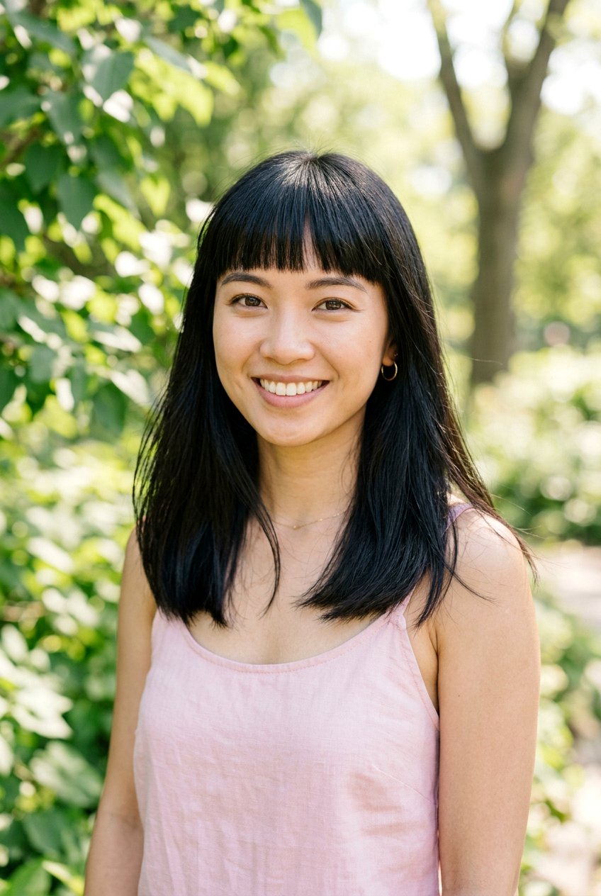 Mid Length Straight Hair With Soft Blunt Bangs - 20 blunt fringe for medium straight hair - 20 blunt fringe for medium straight hair