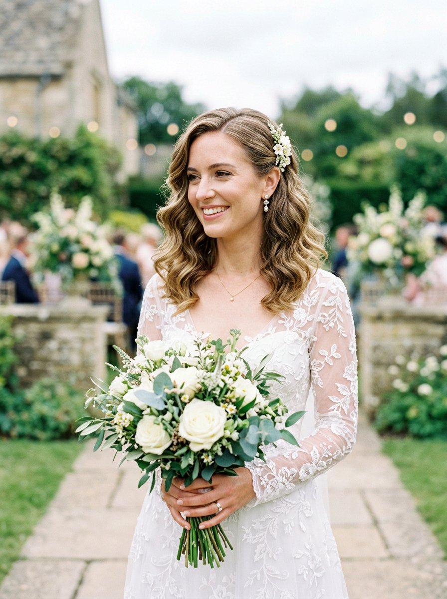 Mid Length Waves - 20 wedding hairstyles for curly brides - 20 wedding hairstyles for curly brides