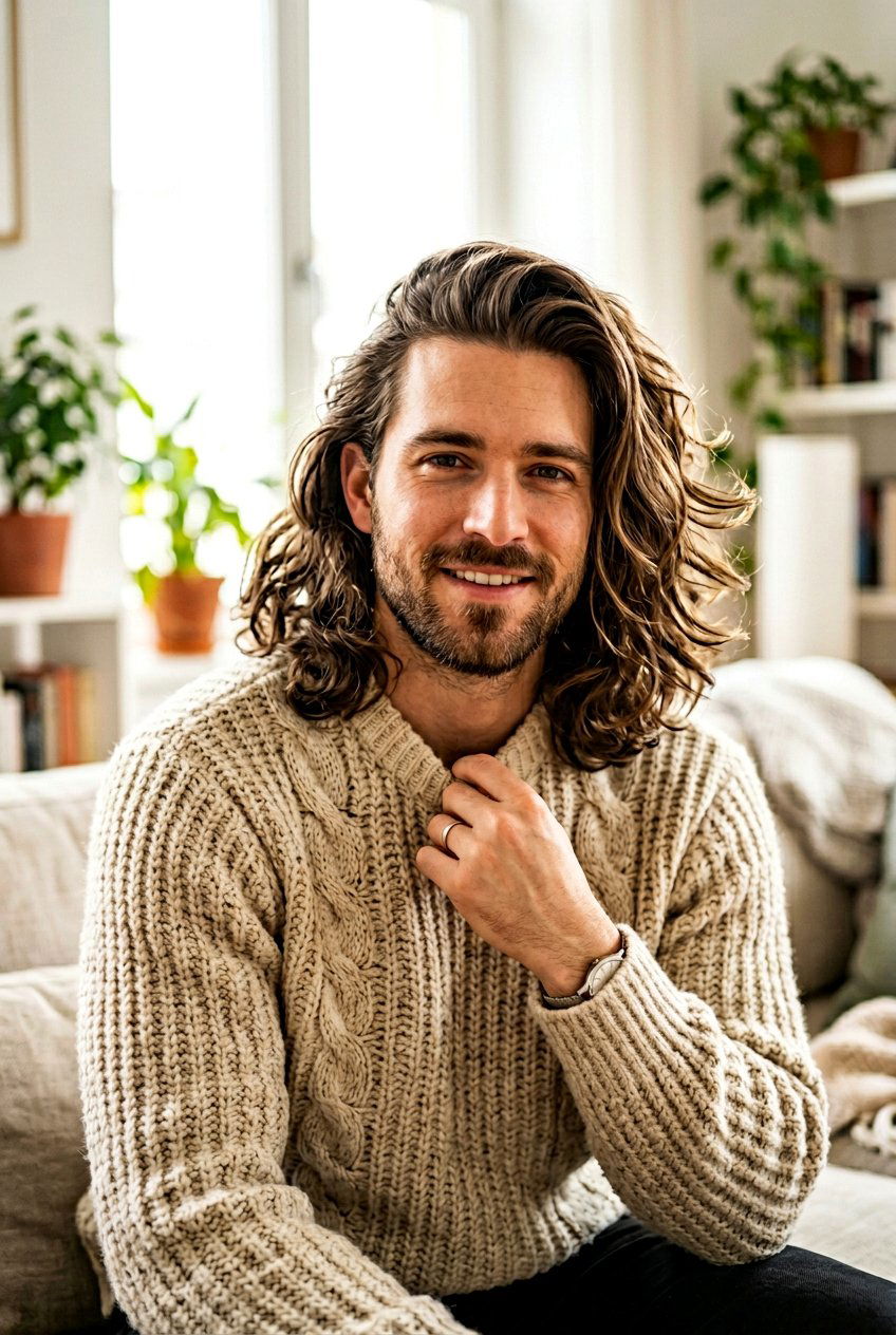 Mid Length Wavy Flow - 20 mens haircut for thick wavy hair - 20 men’s haircut for thick wavy hair