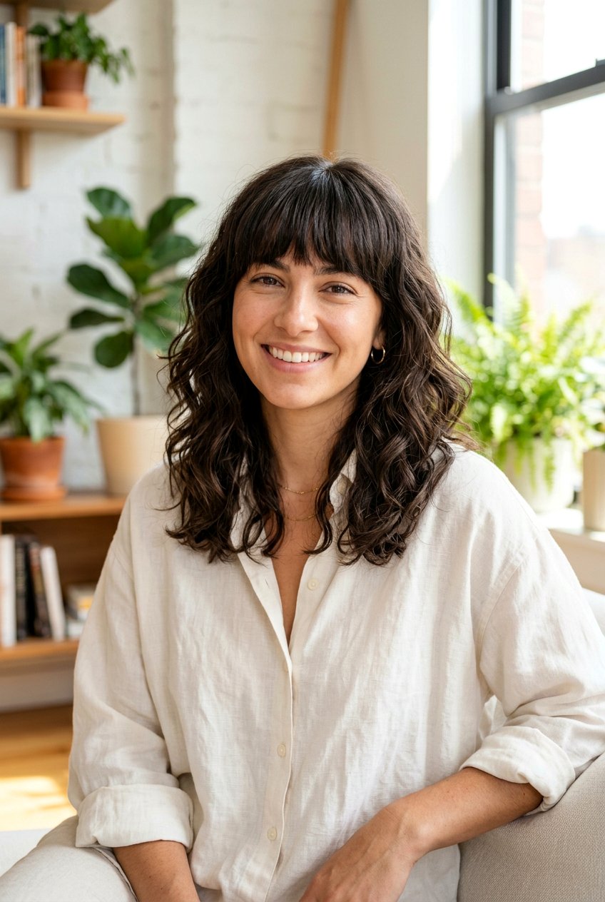 Mid Length Wavy Haircut With Bangs For Thick Hair - 20 medium haircut for wavy thick hair - 20 medium haircut for wavy thick hair