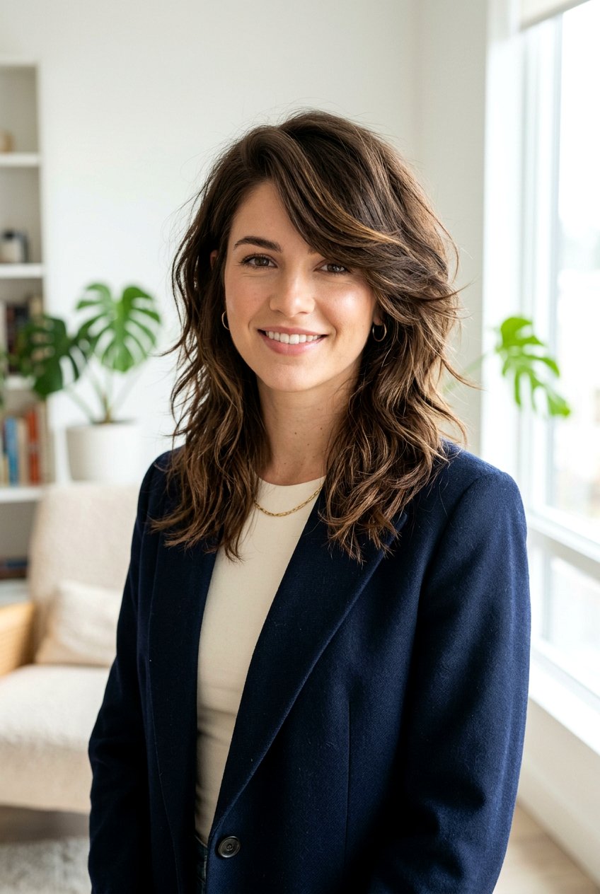 Mid Length Wolf Cut With Side Part - 20 wolf cut for heart shaped face women - 20 wolf cut for heart shaped face women