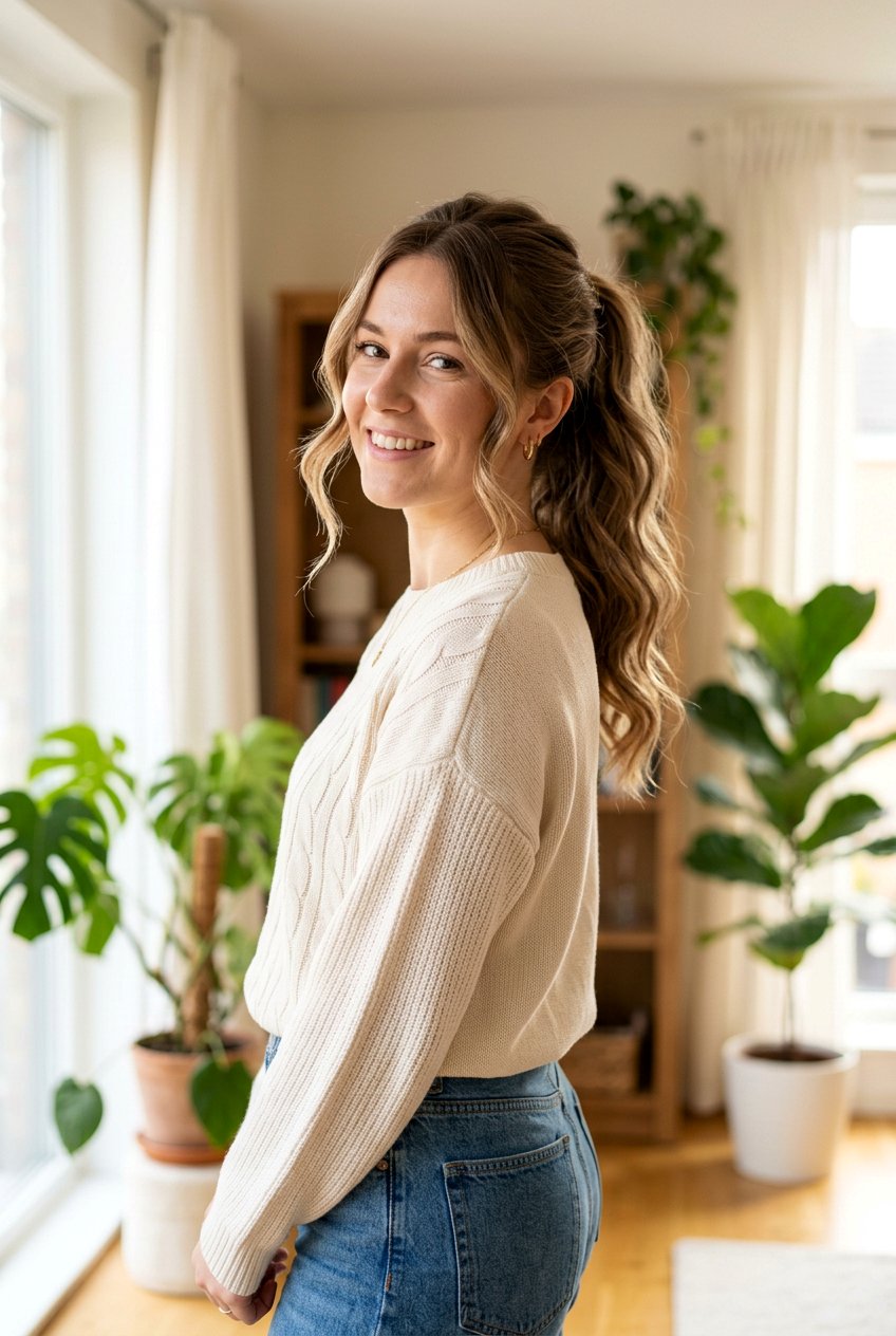 Mid Ponytail With Face Framing Pieces - 20 brunch ponytail hairstyles - 20 brunch ponytail hairstyles