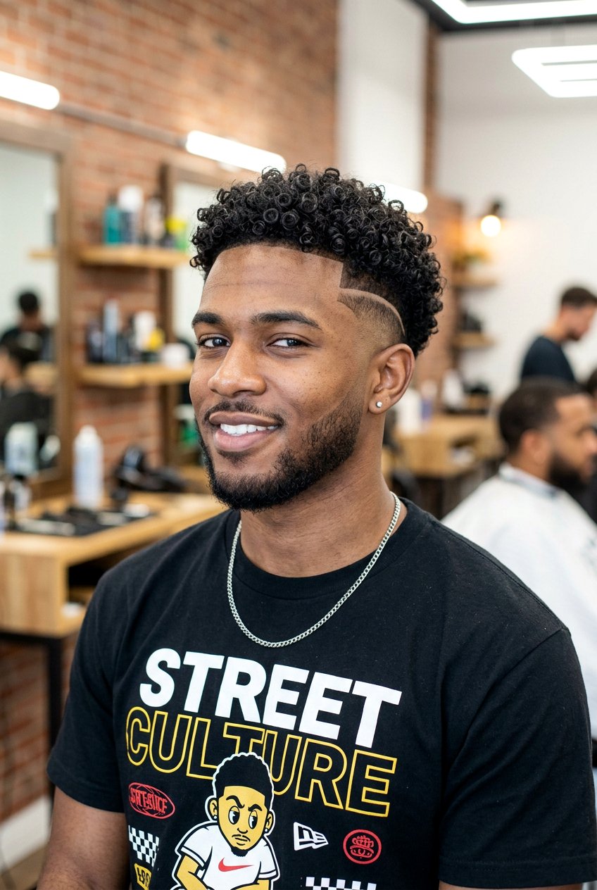 Mid Taper Fade With Curls And Design - 20 mid taper fade for curly hair men - 20 mid taper fade for curly hair men