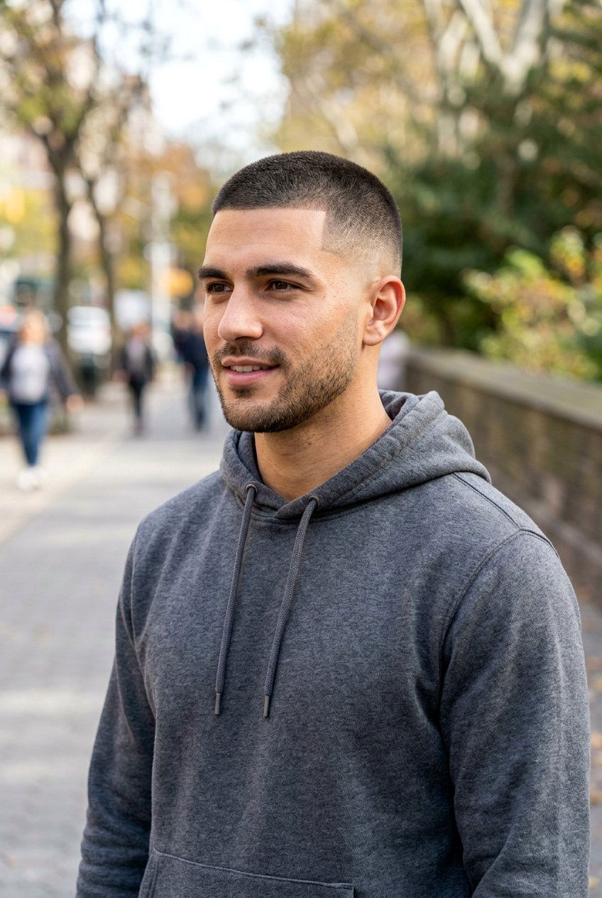 Mid fade buzz cut - 20 buzz cut for round face men - 20 buzz cut for round face men