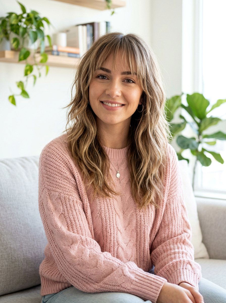 Mid length shag with wispy bangs - 20 shoulder length shag for thick hair - 20 shoulder length shag for thick hair