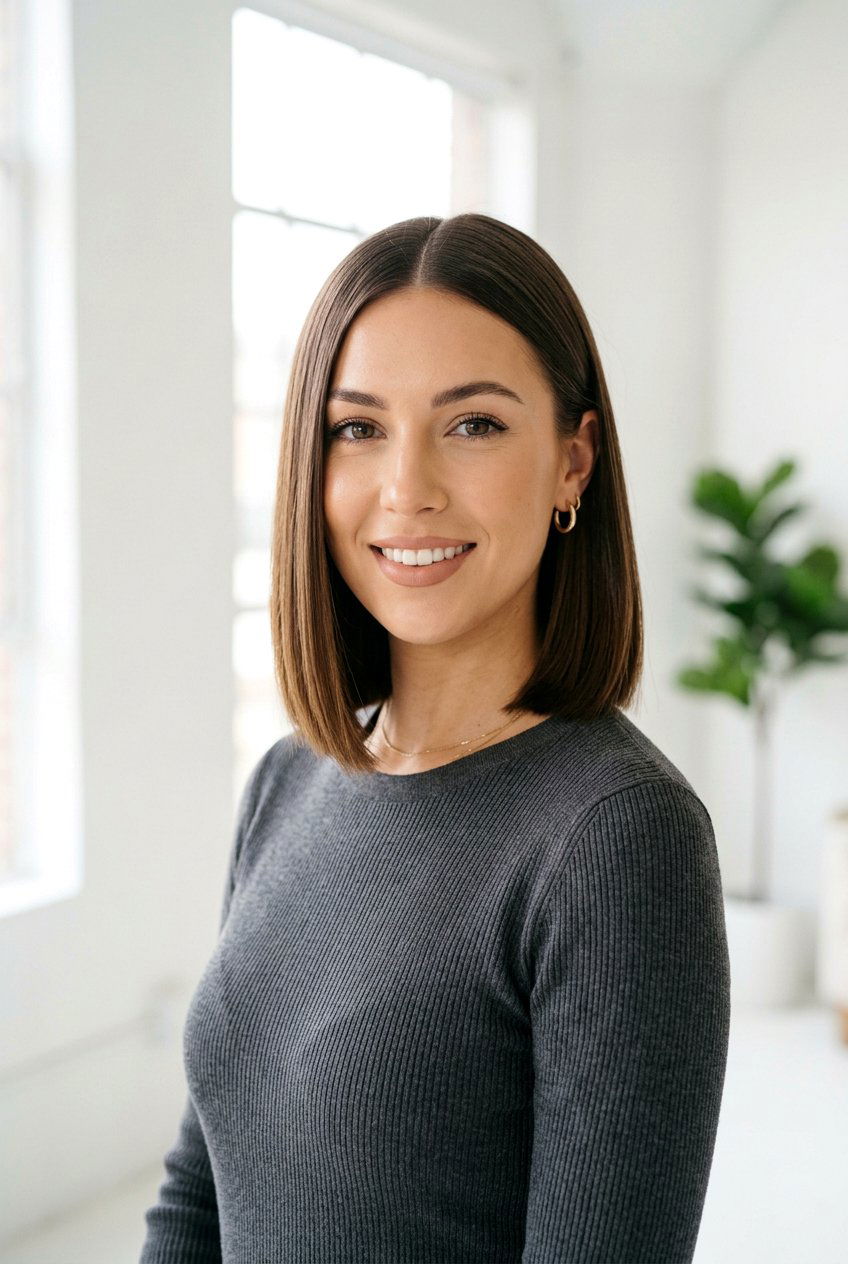 Middle Part Blunt Bob - 20 haircuts for round faces - 20 haircuts for round faces