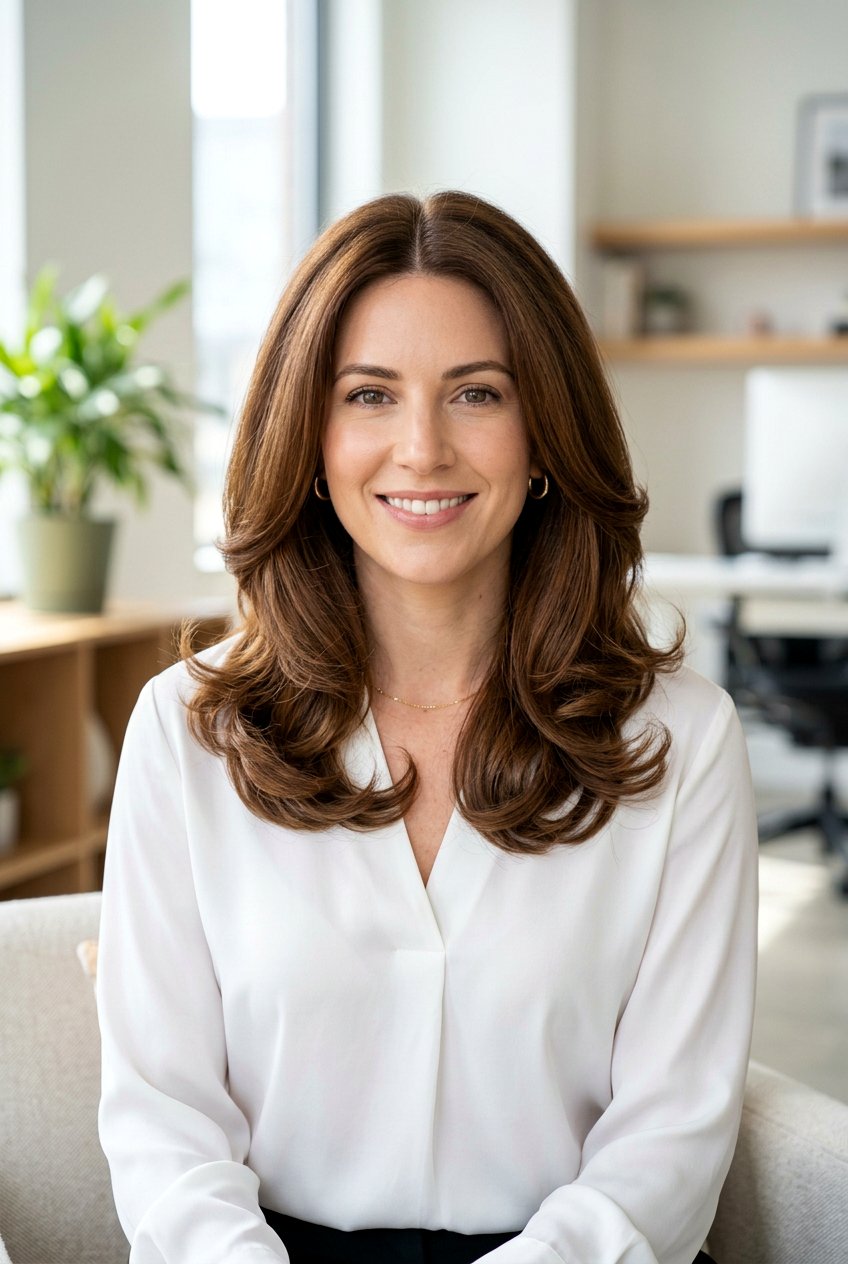 Middle Part Bouncy Blowout - 20 everyday middle part hairstyle - 20 everyday middle part hairstyle