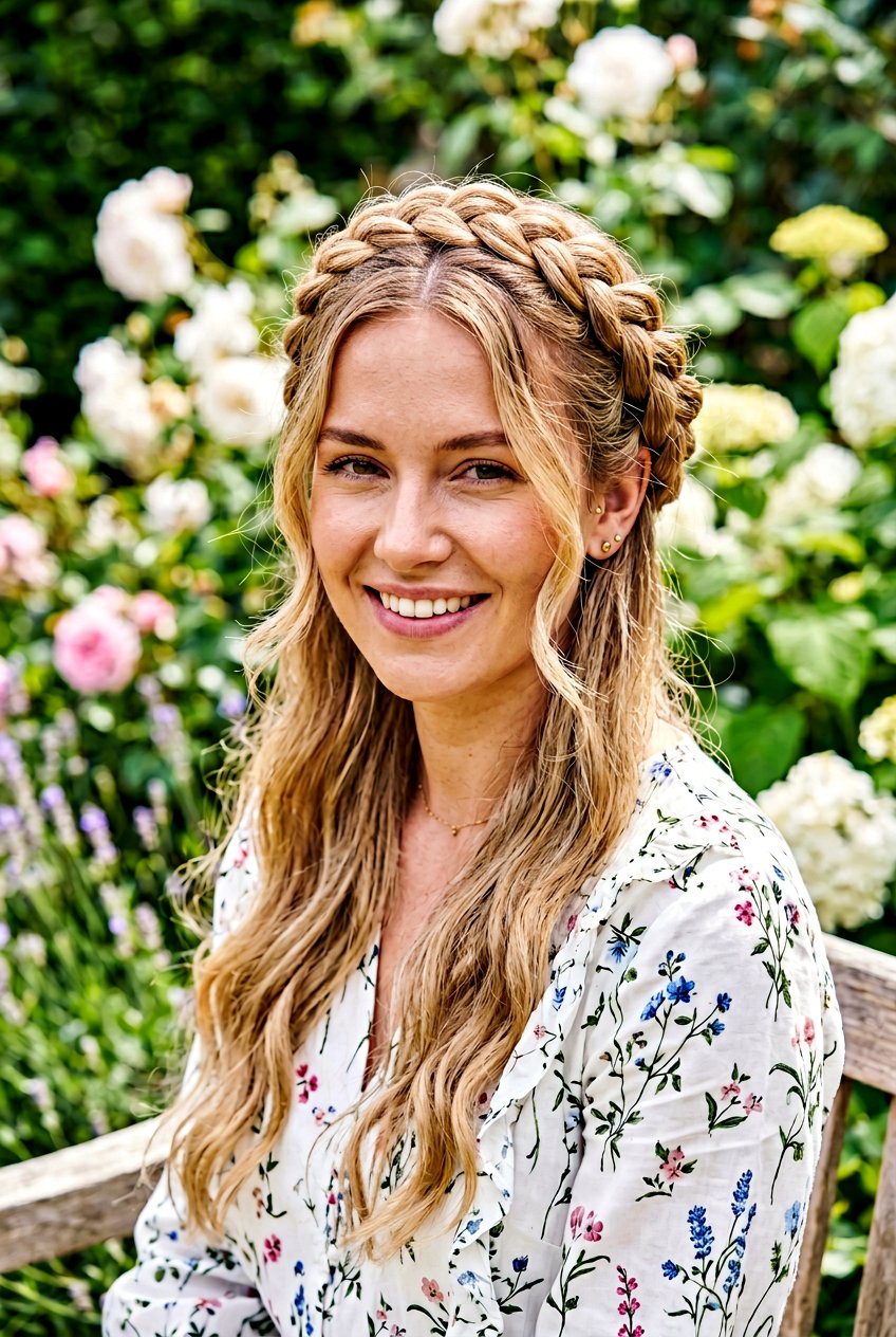 Middle Part Braided Crown - 20 everyday middle part hairstyle - 20 everyday middle part hairstyle