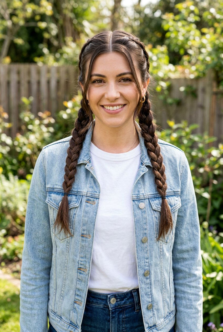 Middle Part Braided Pigtails - 20 everyday middle part hairstyle - 20 everyday middle part hairstyle