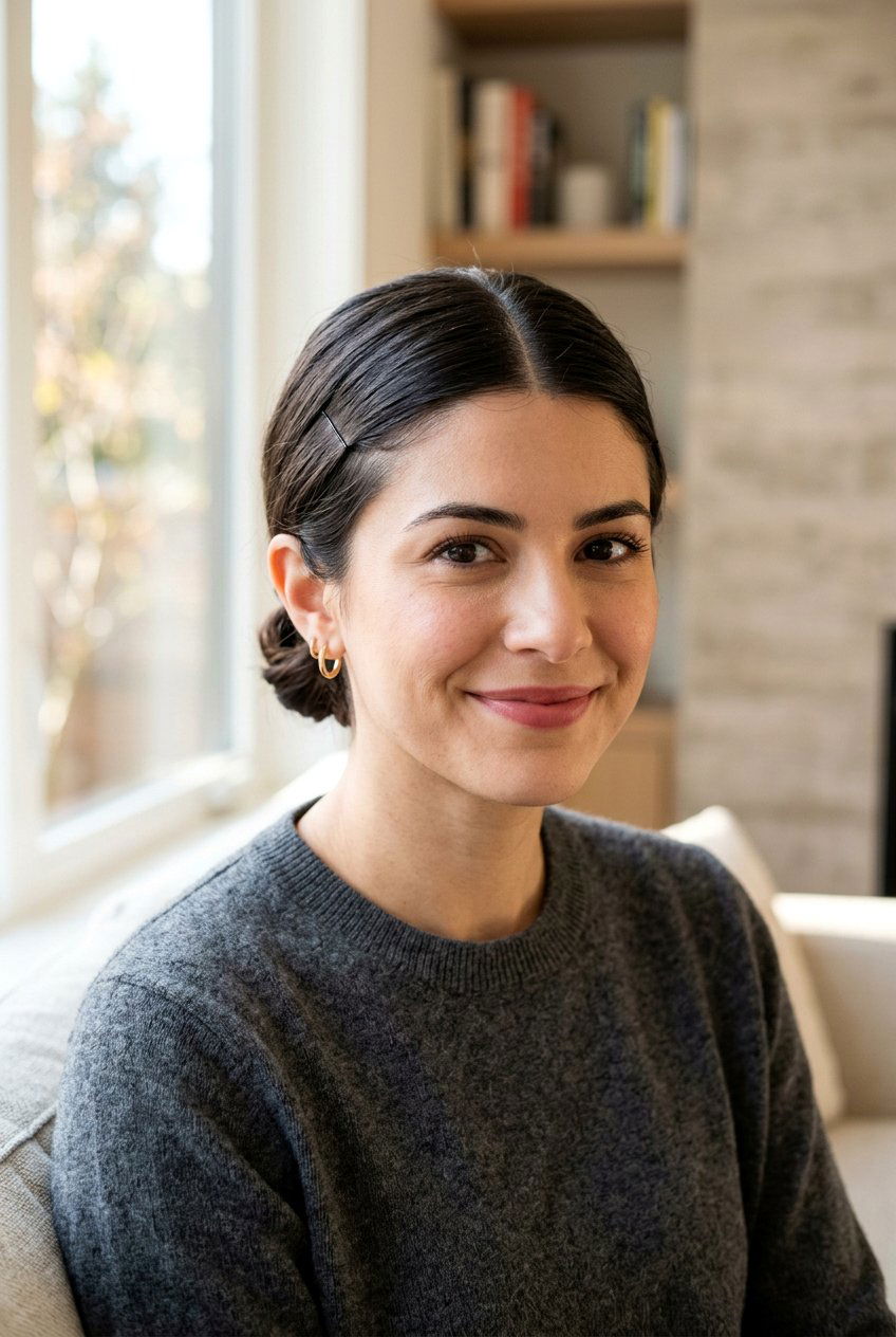 Middle Part Bun For Short Hair - 20 clean girl bun with middle part - 20 clean girl bun with middle part