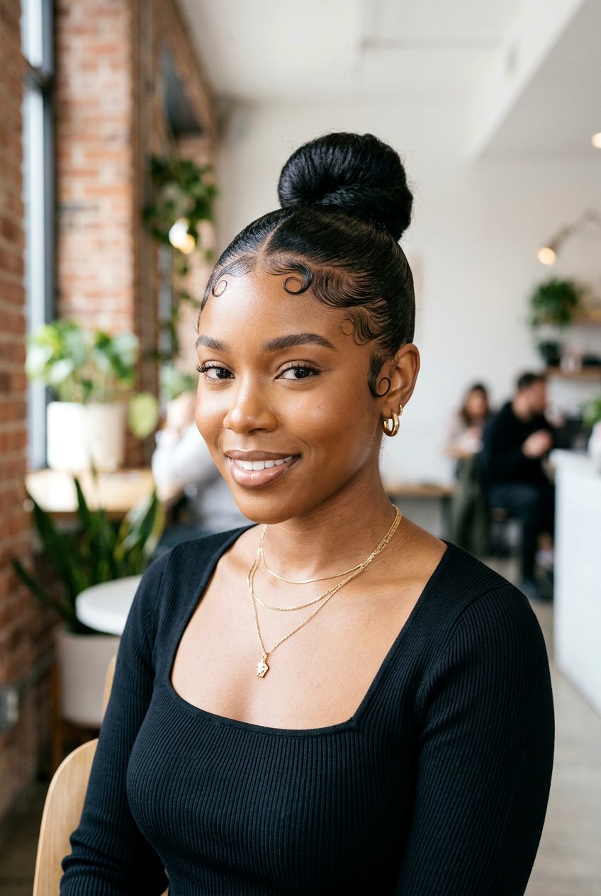 Middle Part Bun With Baby Hair Styling - 20 clean girl bun with middle part - 20 clean girl bun with middle part