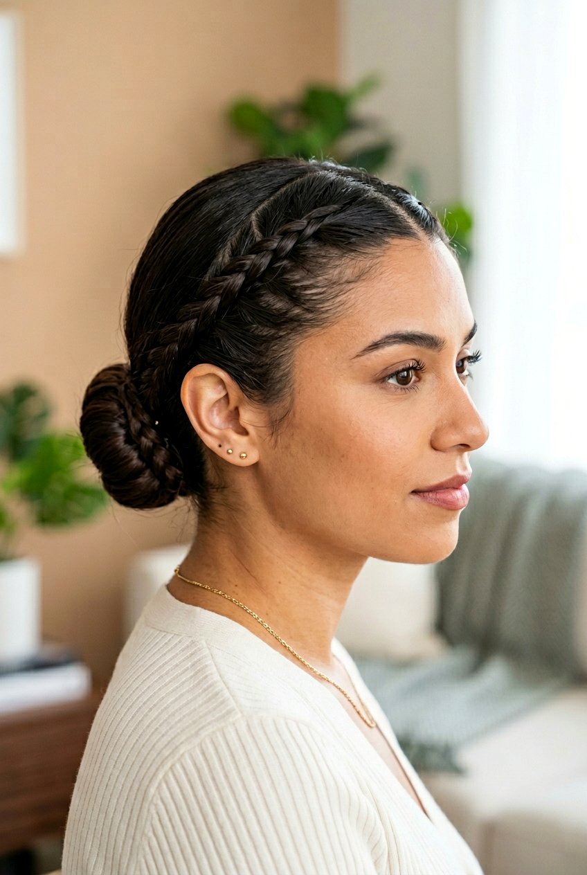 Middle Part Bun With Braided Base - 20 clean girl bun with middle part - 20 clean girl bun with middle part