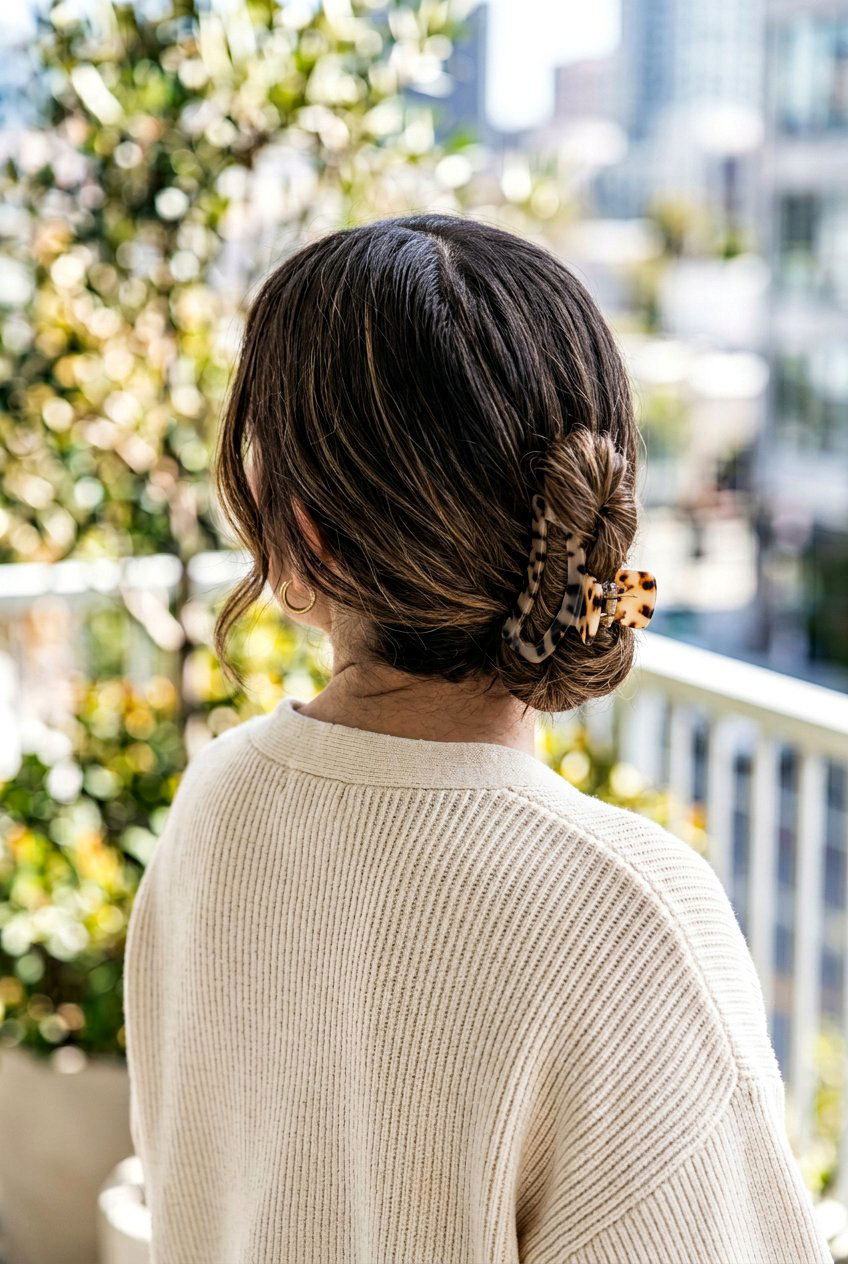 Middle Part Bun With Claw Clip - 20 clean girl bun with middle part - 20 clean girl bun with middle part